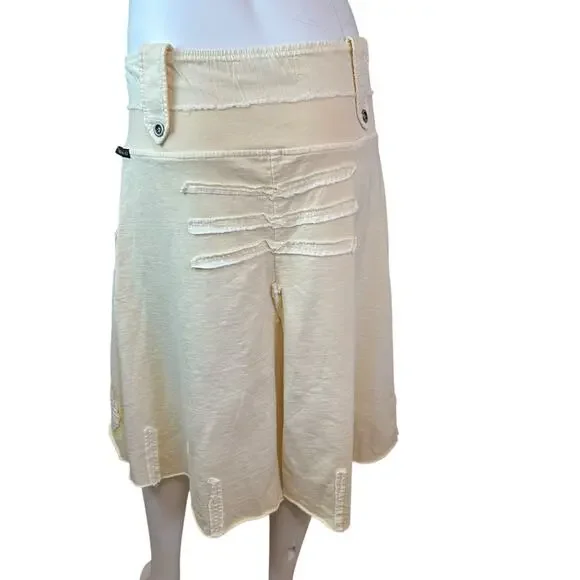Gold Hawk Butter Yellow Embroidered Cotton Terry Skirt sz M NWT - Picture 6 of 11